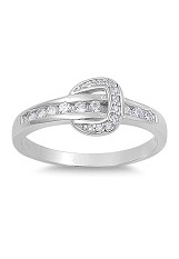 lovely silver clear cubic zirconia belt buckle baby birthstone ring